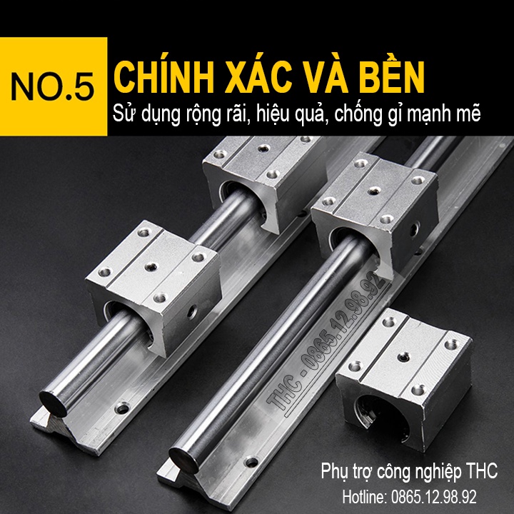 Thanh Ray Trượt Tròn Có Đế SBR12  Ty Trượt Có Đế SBR Mạ Crom Chống Rỉ Cao Cấp