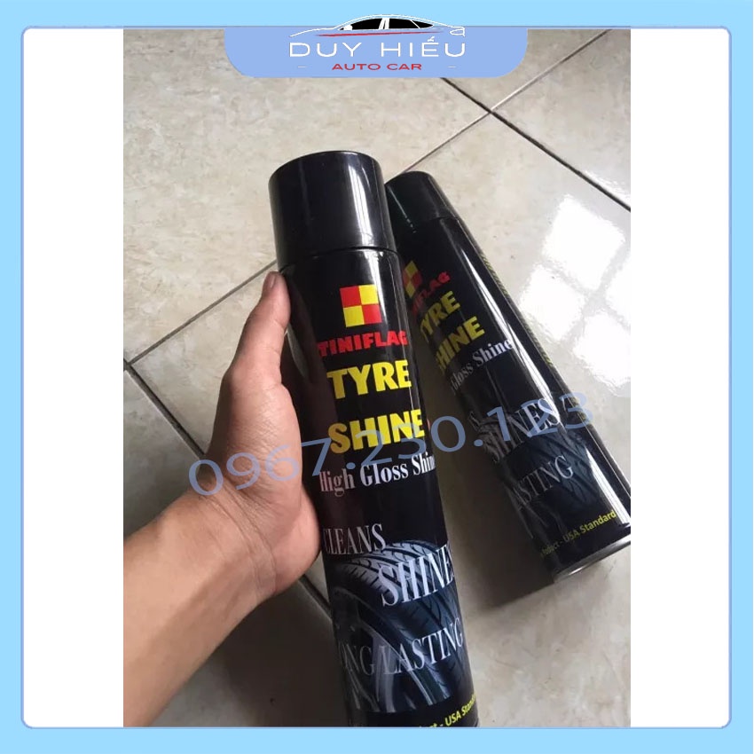 Bình xịt làm bóng và bảo vệ lốp xe ô tô (Đen) hãng TINIFLAG