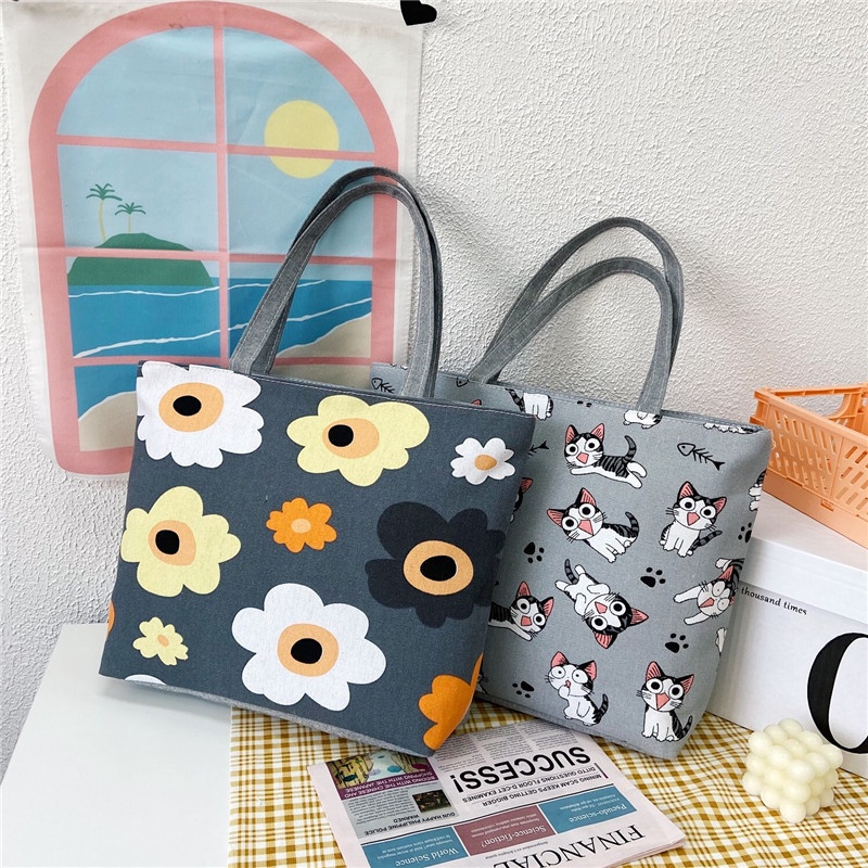 Túi Tote Vải Canvas Xách Tay Nữ Có Khóa Kéo Họa Tiết Thổ Cẩm Vừa A4 Công Sở Thời Trang HX198