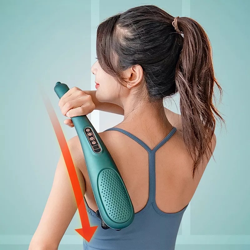 Gậy mát xa cầm tay không dây sạc pin 6 đầu 15 chế độ và cấp độ massage sâu giảm đau cứng cơ-NB-QSAM