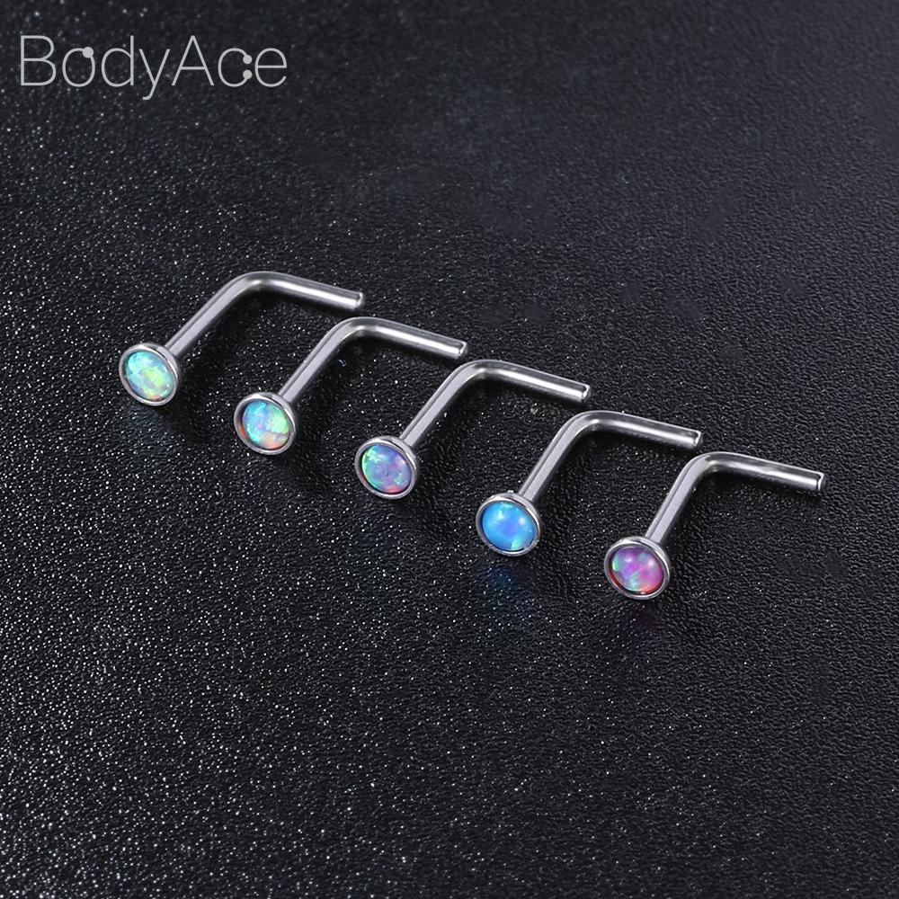 1 Bộ Khuyên Mũi Đính Đá Opal Nhiều Màu Bằng Thép Không Gỉ