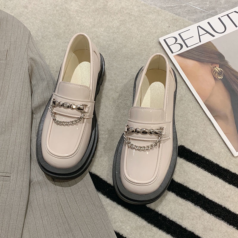 Giày Lười Da Đế Dày Phong Cách Anh Quốc Size 35-43 41 42 Thời Trang Cho Nữ