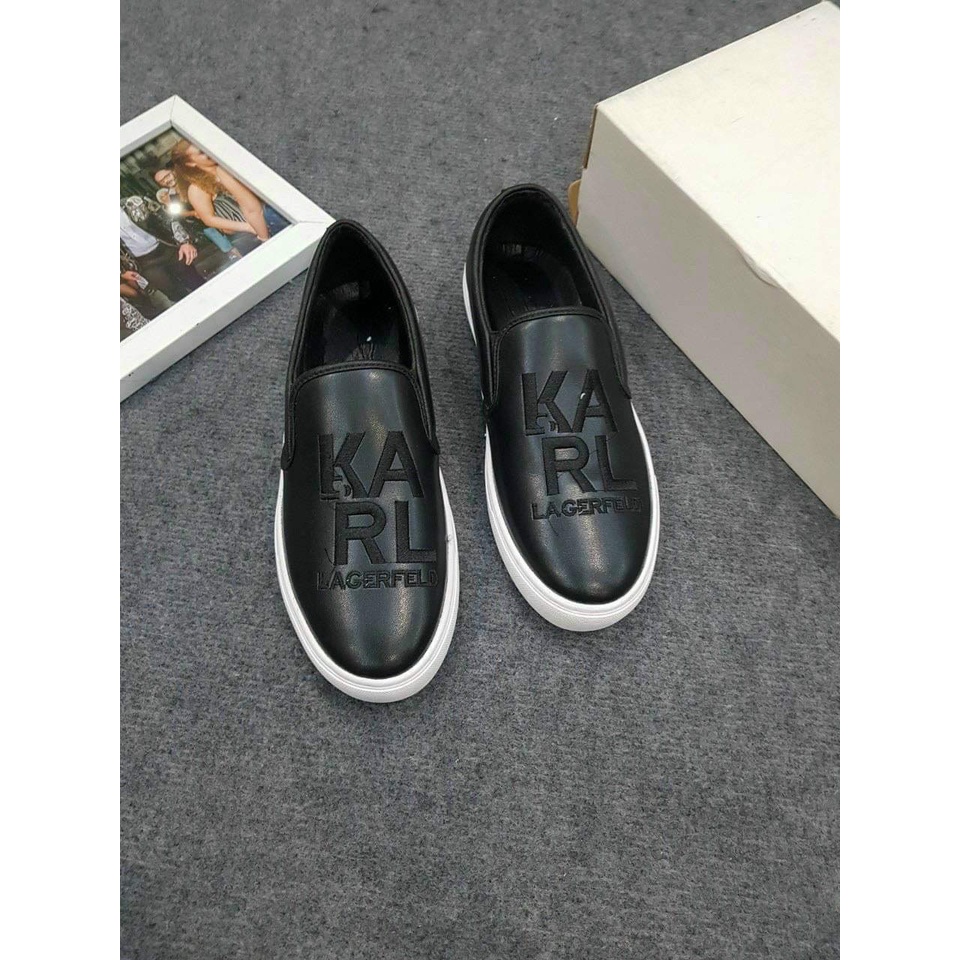 Giầy slipon Karl dân chơi logo thêu chữ ký LA - Giày Karll ông già đeo kính full size 38-42