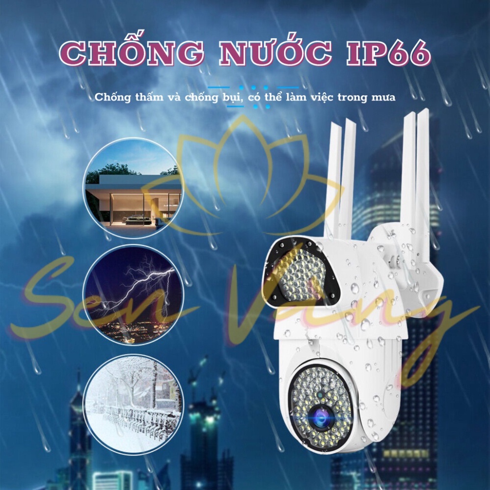 Camera văn phòng V380 Camera độ phân giải 1080 có 135LED khả năng zoom 5x kháng nước kháng bụi kết nối wifi