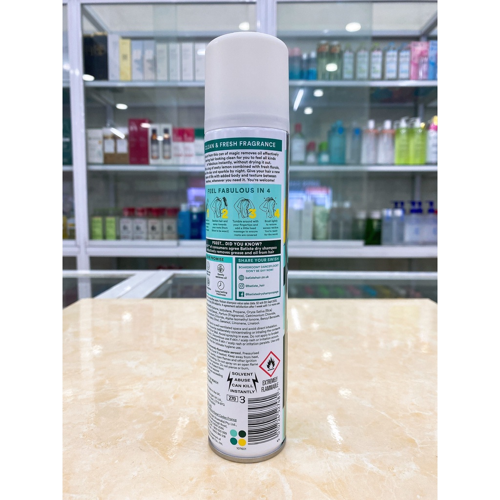 Dầu Gội Khô Tươi Mát Giúp Làm Phồng Tóc Batiste Dry Shampoo Volume 200ml