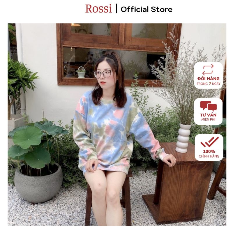 Áo nỉ loang sweater nam nữ ROSSI hoodie dài tay form rộng basic unisex chất nỉ da cá Ulzzang Hàn Quốc  T22
