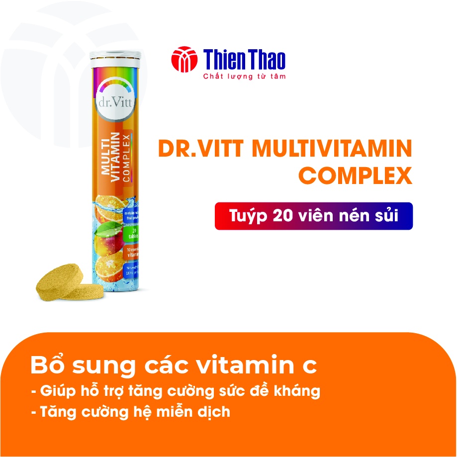 Viên sủi bổ sung Vitamin và khoáng chất DrVitt Multivitamin complex cung cấp năng lượng, giảm mệt mỏi - THIENTHAO