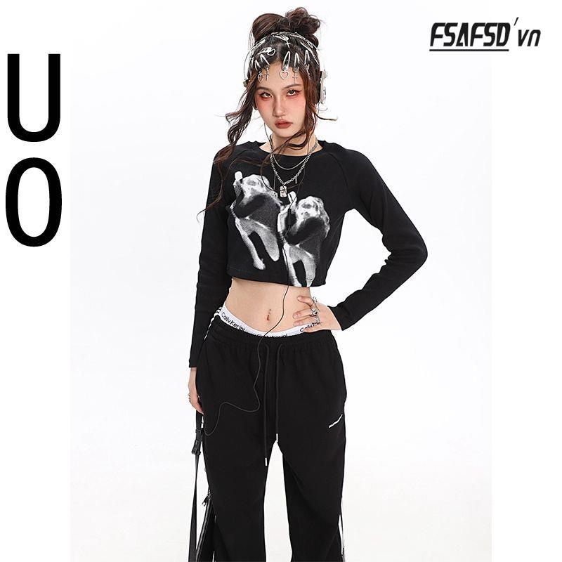 Áo Thun Tay Dài In Họa Tiết Phong Cách Retro Dành Cho Nữ