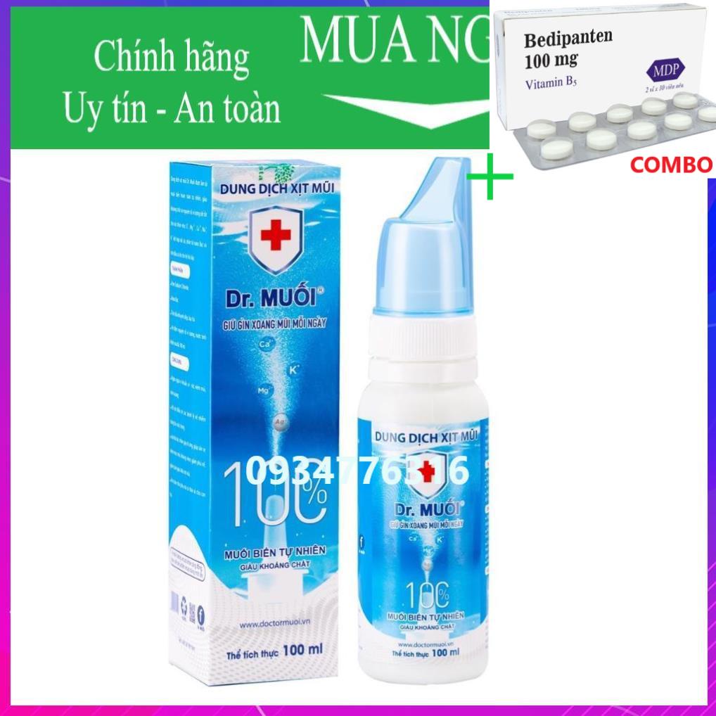 Combo Bedipanten 100mg +  ✅ [ Q.Gò Vấp] Dung dịch Xịt Mũi Dr. Muối, Thông Mũi, Sạch Khoang Mũi (100ml)