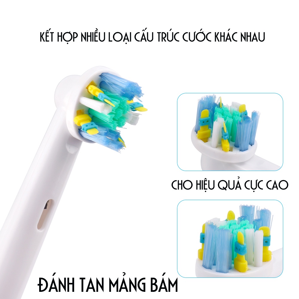Set Bộ 4 đầu bàn chải đánh răng điện cho máy Oral B Braun, lông mềm Minh House