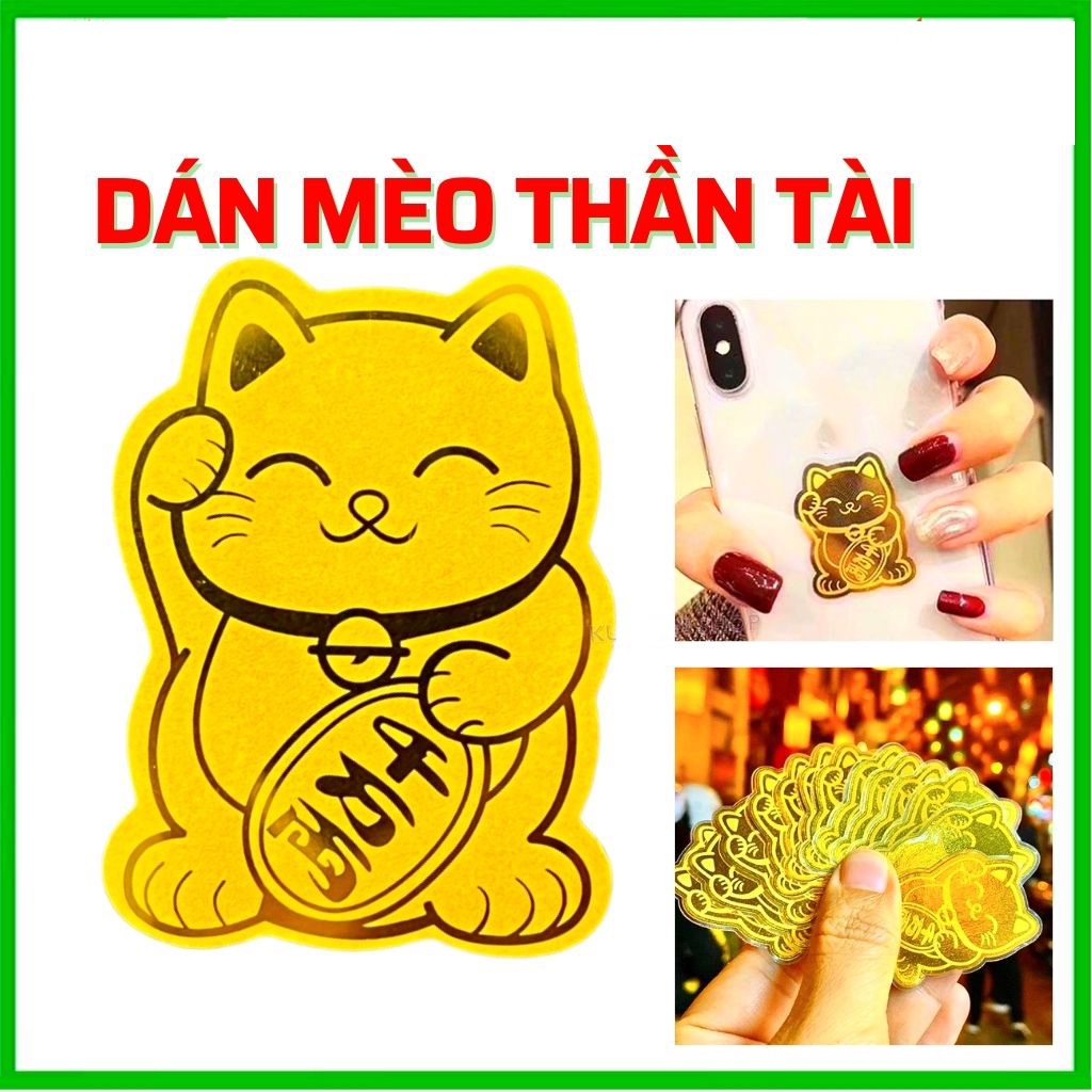[SIÊU RẺ] Miếng Dán Mèo Thần Tài May Mắn Cho Tết Quý Mão 2023 , Miềng dán điện thoại thần tài siêu cute
