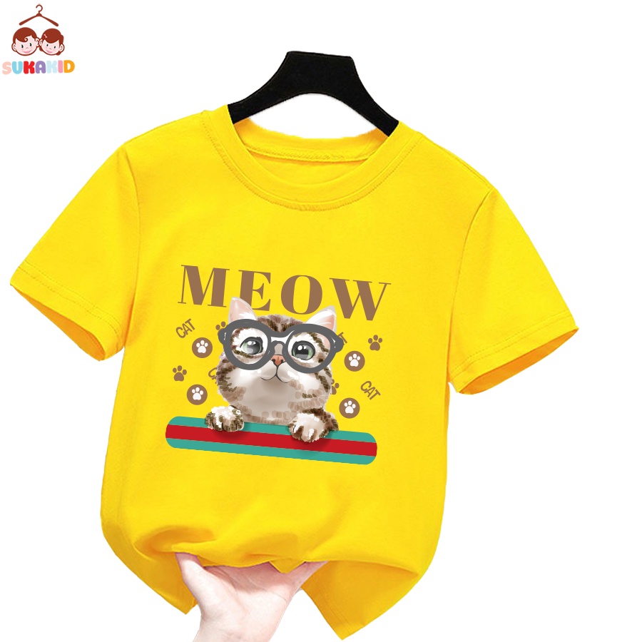 Áo thun trẻ em hình mèo meow Bé trai và gái.áo cho bé từ 6kg-30kg.AL58.