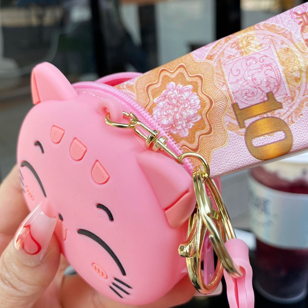 Hoạt Hình Túi Đựng Tiền Xu / Tai Nghe Hình Mèo Dễ Thương