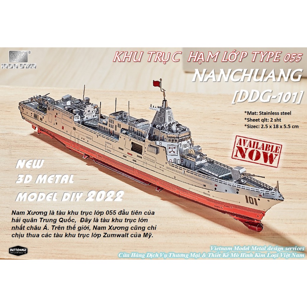 Mô Hình Lắp Ráp 3d Tàu khu trục Type 055 - Nam Xương