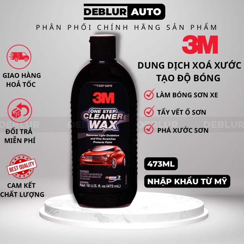 Dung dịch xoá xước - đánh bóng sơn xe - tẩy vết ố sơn ( one step cleaner wax ) 3M 39006 - 473ML