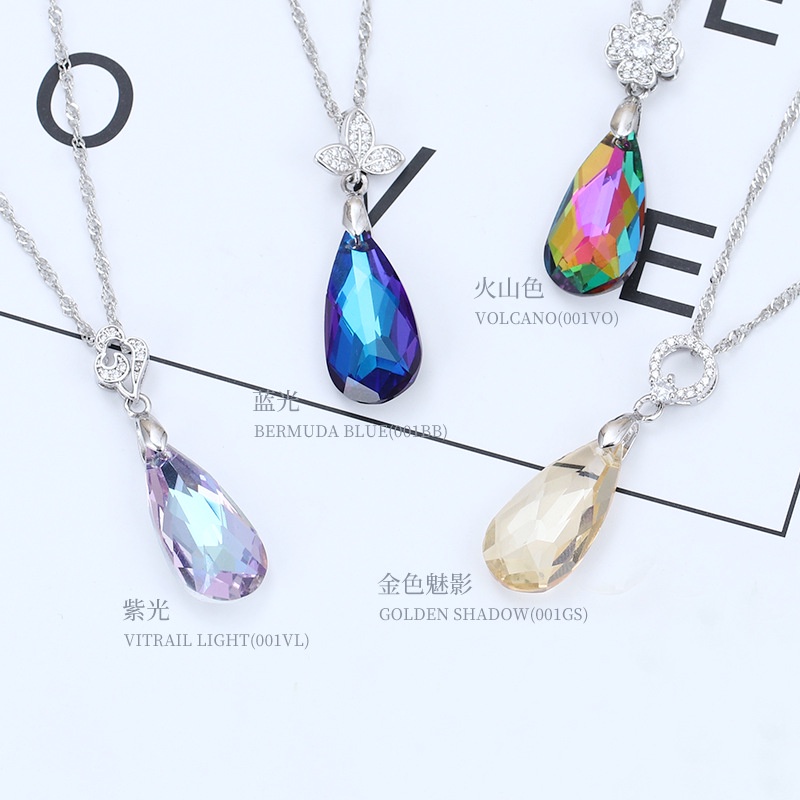 Vòng cổ Mặt Thủy Tinh Kim Cương Hình Giọt Nước Thời Trang Hàn Quốc