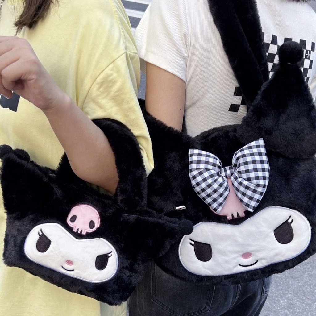 Túi Xách Kuromi Bằng Len Nhung Kích Thước Lớn 31 X 38 CM - Phù Hợp Cho Máy Tính 13 Inch