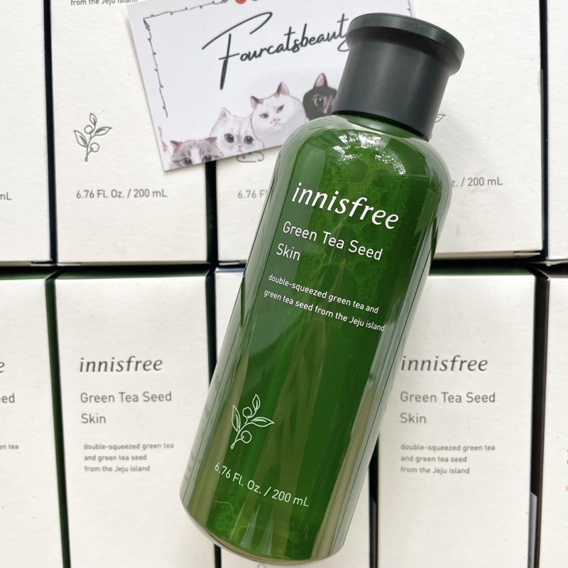 Nước Hoa Hồng Cấp Nước, Dưỡng Ẩm Hỗ Trợ Khả Năng Phục Hồi &amp; Hỗ Trợ Tái Tạo Da Innisfree Green Tea Seed Skin 200ml