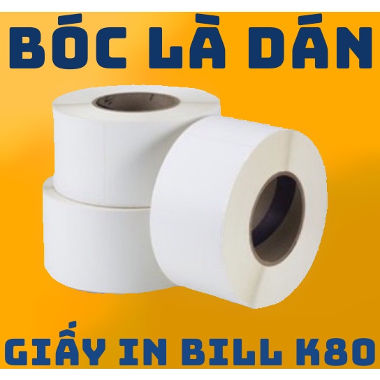 Giấy In Bill k80 DÁN ĐƯỢC 30 mét- Giấy In Nhiệt K80 có Keo Dán- Decal K80 Liên Tục Bự
