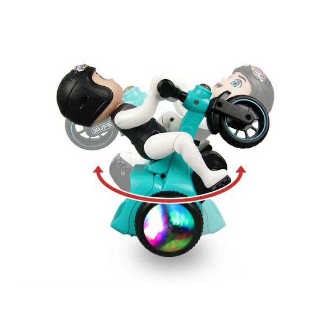 Đồ chơi cậu bé shiper đi xe đạp, bốc đầu xoay 360 độ, chạy pin có đèn có nhạc vui nhộn cho bé.