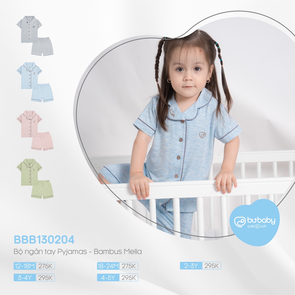Bộ pyjamas ngắn tay sợi tre BU Baby mềm mướt, xinh xắn