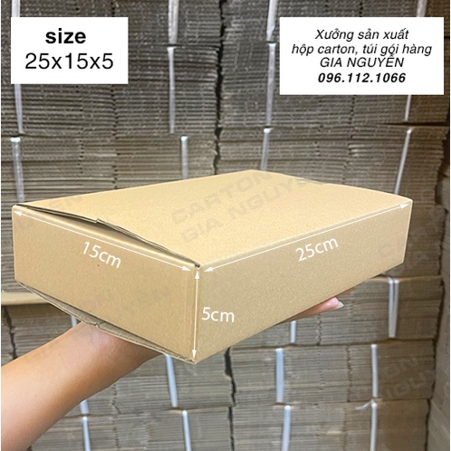 Combo 50 hộp carton đóng gói hàng 25x15x5 bìa cứng dày dặn