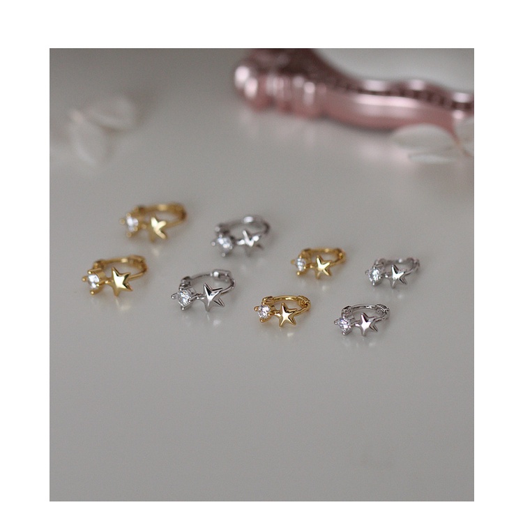 Khuyên Tai Tròn Bộ Khuyên Tai Tròn Ngôi Sao Dễ Thương Không Gây Dị Ứng