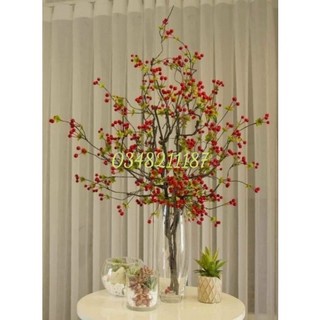 Hoa Giả - cành Cherry cổ dài 1,2met - trang trí tết, trang trí nhà cửa. phụ kiện chụp hình