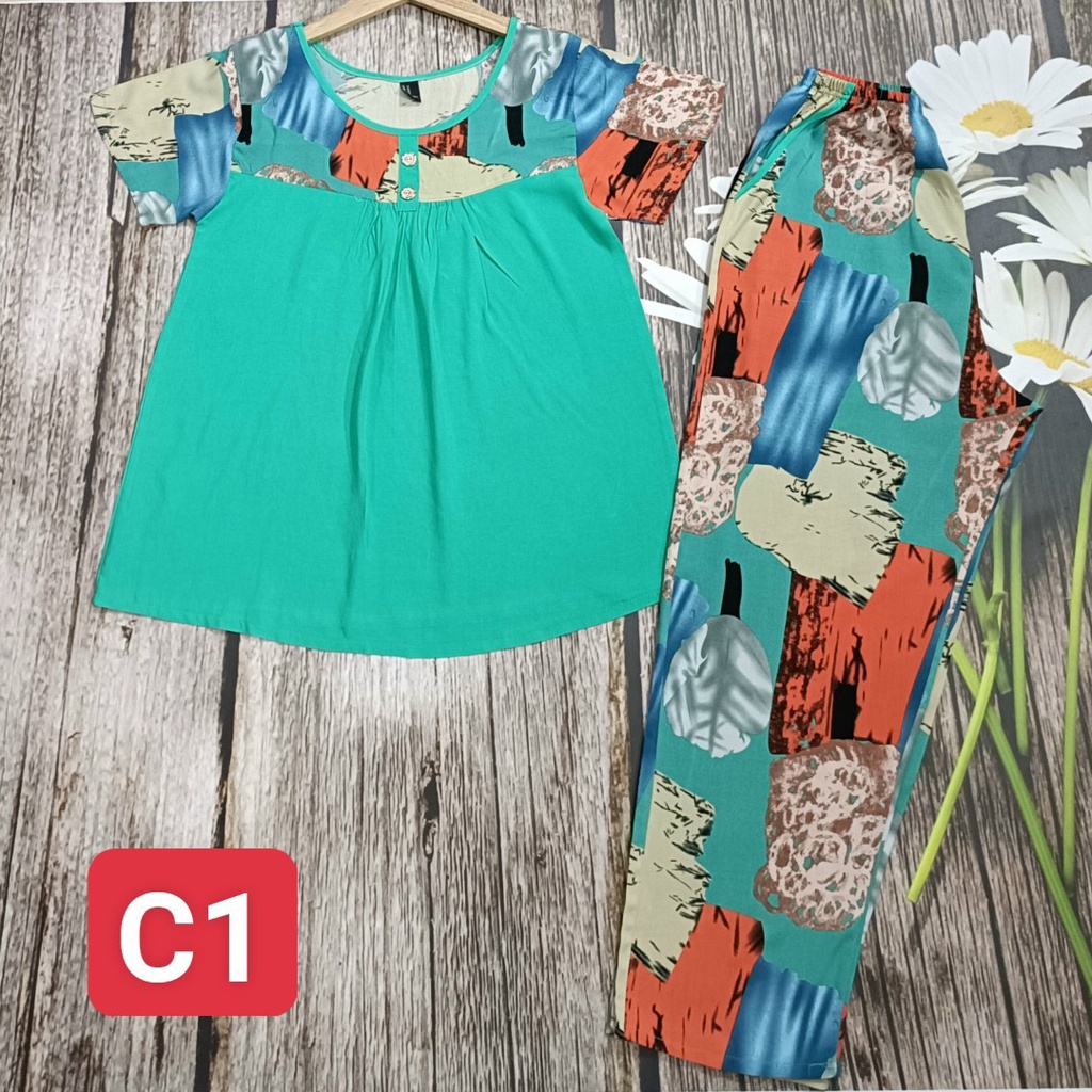 Đồ Mặc Nhà Vải Tole Trung Niên Tay Ngắn Quần Dài F21