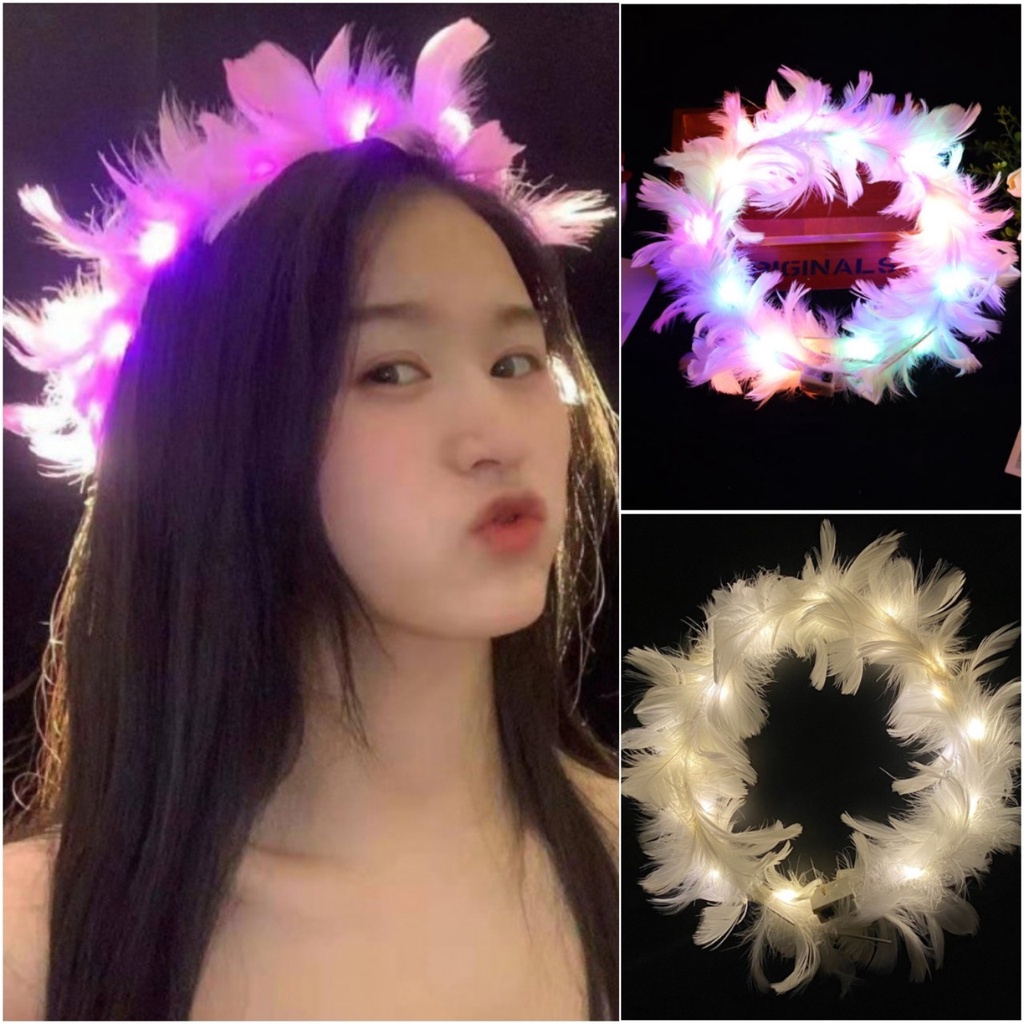 📛 RẺ VÔ ĐỊCH 📛 Vòng lông vũ phát sáng đội đầu hot trend phong cách hàn quốc