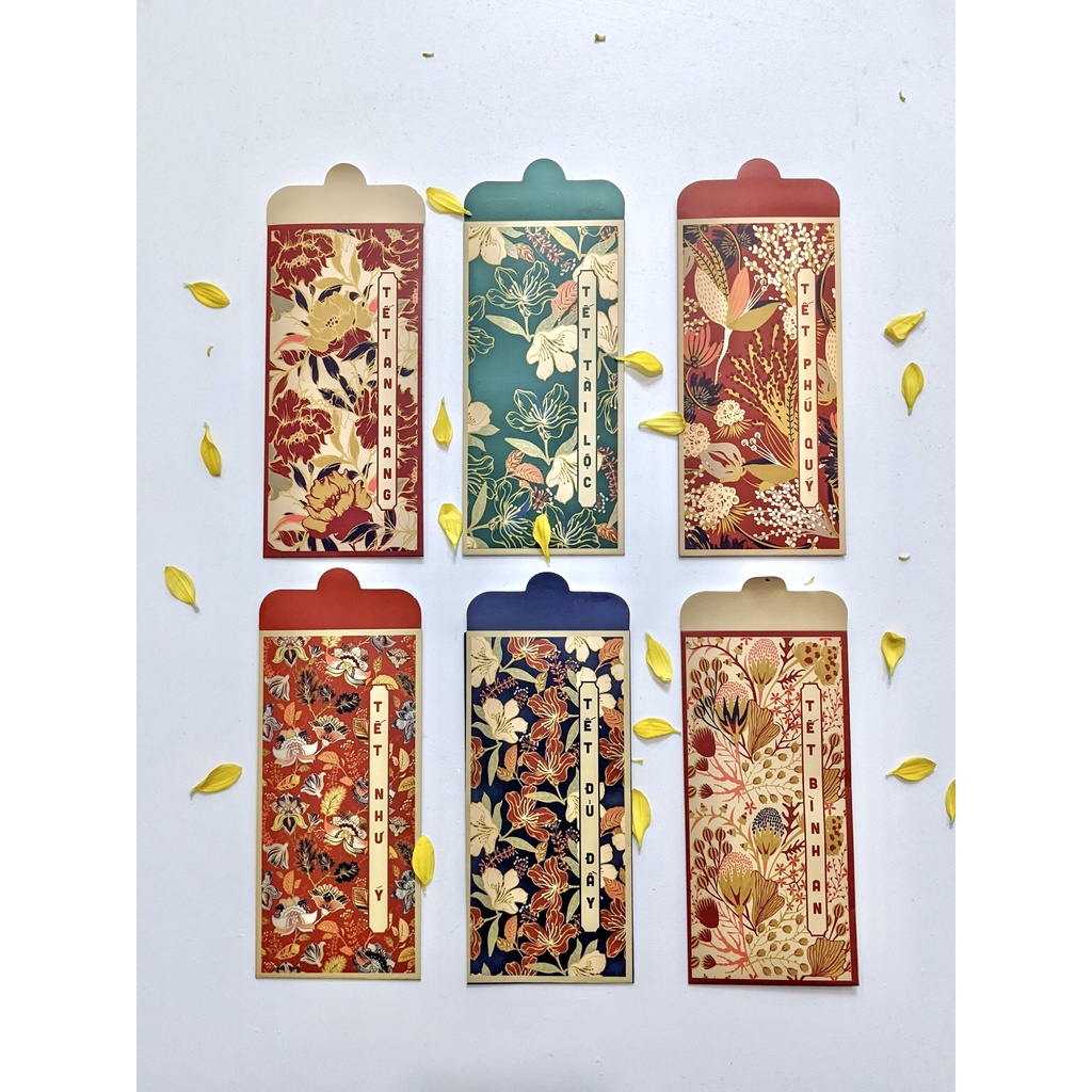 BỘ LÌ XÌ HOA LÁ BỐN MÙA ĐỦ MẪU_SLL_GIẤY ĐẸP CÁN MỜ