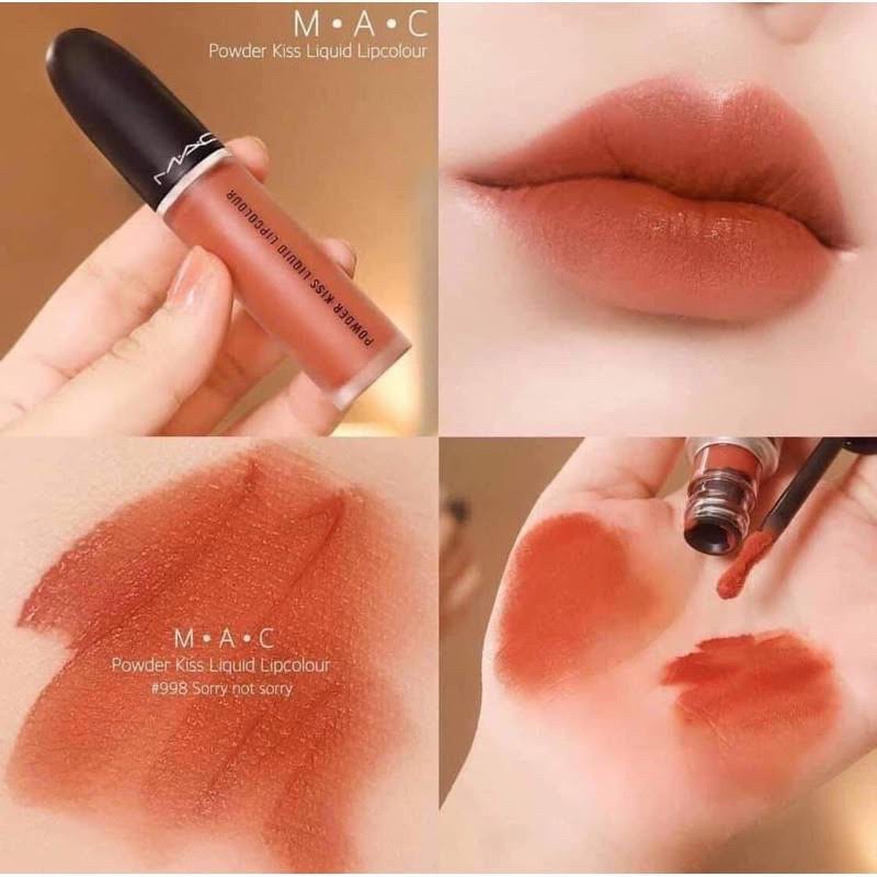 Son kem Mac Powder Kiss Liquid Lip Colour Devoted to chili 991/ Mull It Over 989