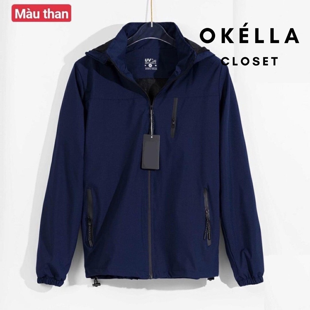 Áo khoác gió 2 lớp hàng cao cấp loại 1 có Bigsize, áo gió nam nữ Uniex 3 khóa chống tia UV chống nắng gió Okélla