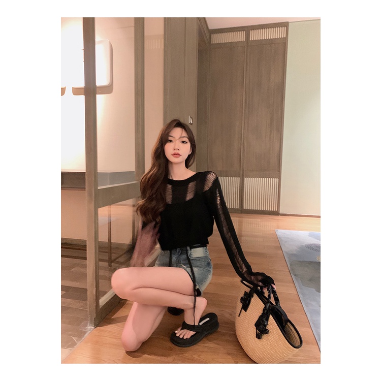 Áo Khoác cardigan Dệt Kim Mỏng Màu Trơn Thời Trang Mùa Thu Hàng Mới Dành Cho Bạn Nữ