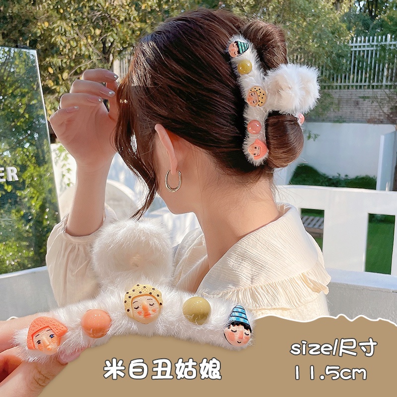 Kẹp Tóc Hình Cá Mập Phủ Lông Phong Cách Hàn Quốc Thời Trang Mùa Đông Cho Nữ