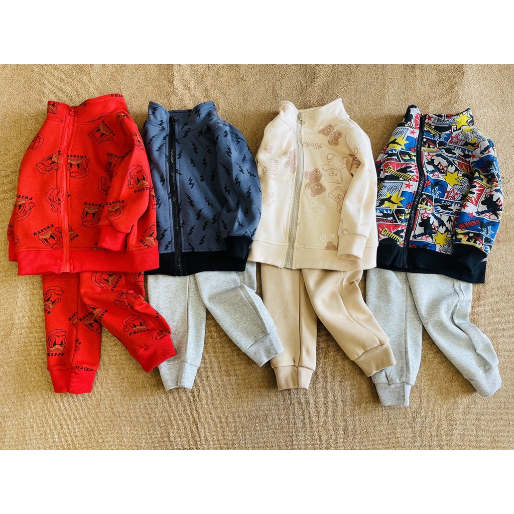 Bộ quần áo nỉ thu đông dài tay kéo khóa G A.P cao cấp cho bé trai bé gái size từ 1 đến 5 tuổi