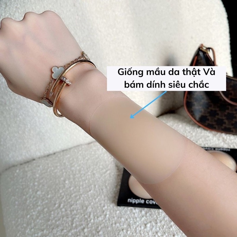 Miếng Dán Ngực Silicon Hộp Xanh Nhiệt Tự Thân Không Keo, Dán Ti Siêu Dính Bảo Vệ Nhũ Hoa 4800