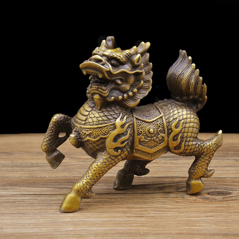 Cặp Kỳ Lân Chiêu Tài Lộc, Hút Vượng Khí Bằng Đồng Đúc Nguyên Khối (01 Cặp 02 Con, 1800 GRAM)