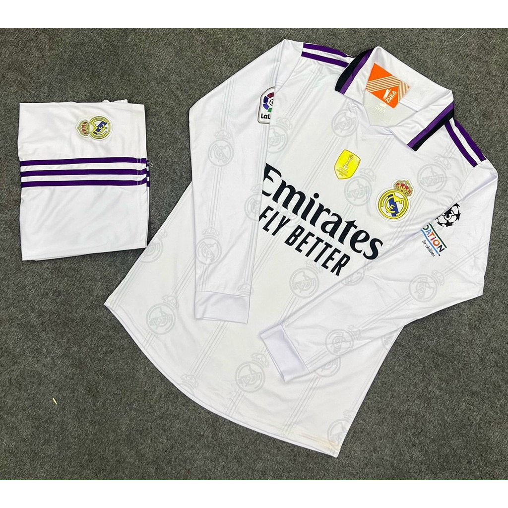 Quần Áo Bóng Đá Dài Tay REAL MADRID Hàng Thun Thái - Bộ Đồ Đá Banh Cực Chất DDSPORT