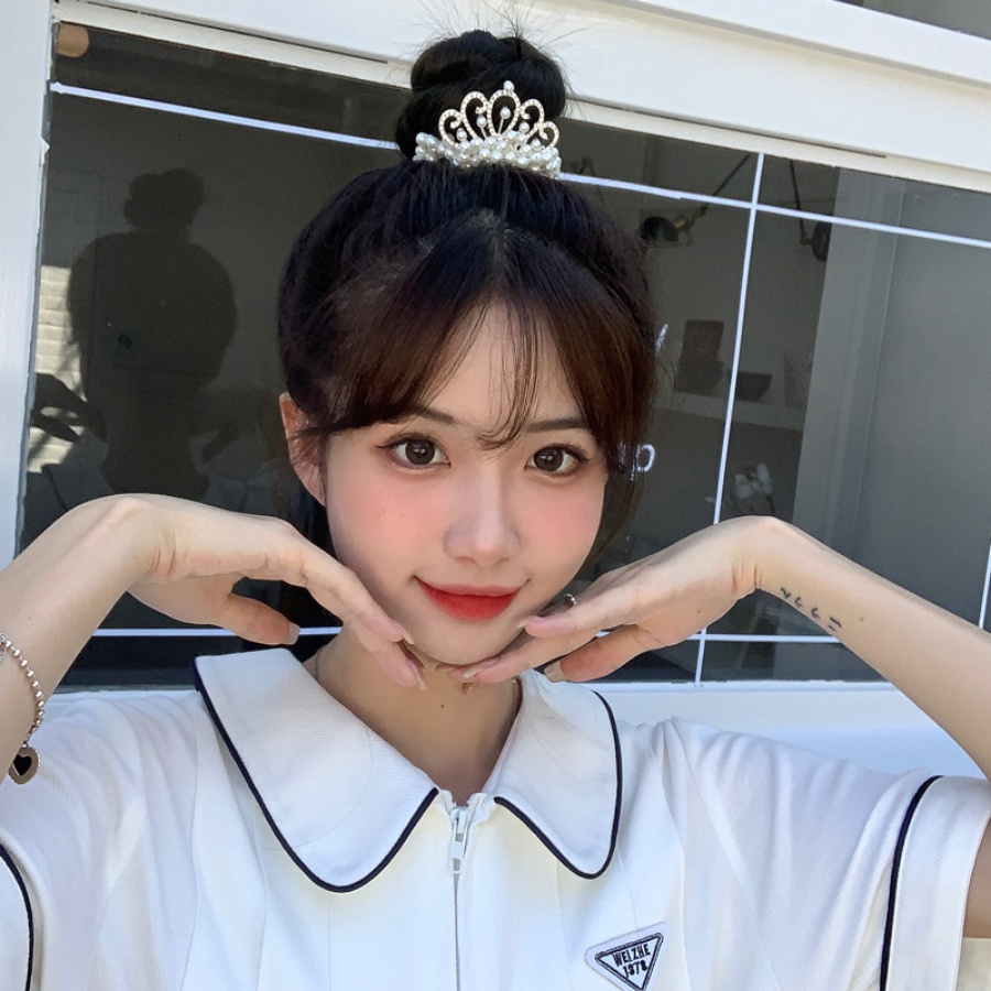 Dây Cột Tóc Co Giãn Đính Đá Ngọc Trai Toàn Diện Phong Cách Hàn Quốc Cho Nữ