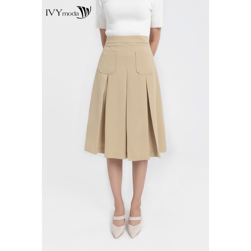 Chân váy xếp ly phối túi vuông IVY moda MS 31M7980