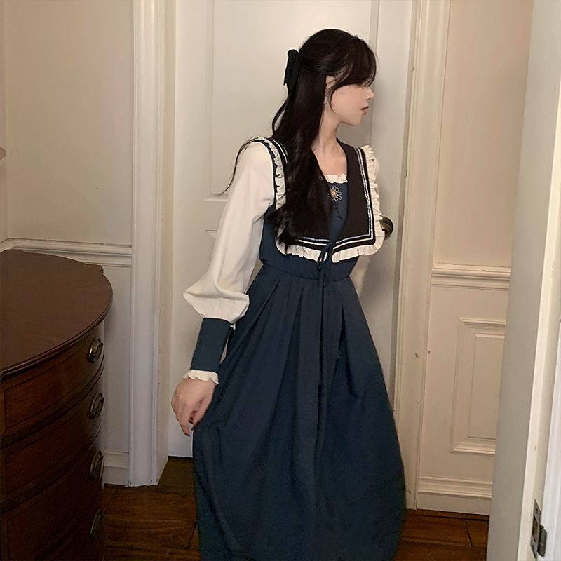 Váy babydoll Đầm Nữ Nhấn Eo Phong Cách Pháp Cổ Điển Thời Trang Mùa Thu 2021