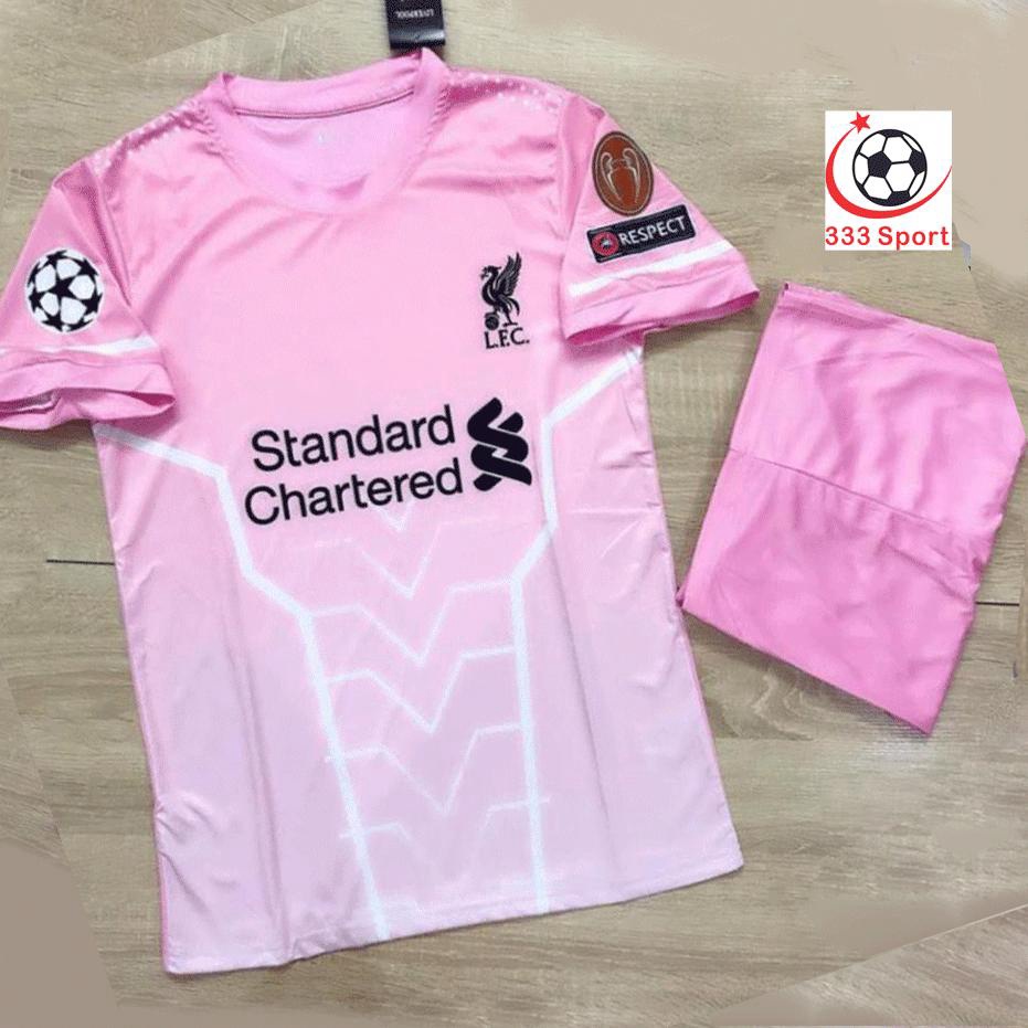 Bộ quần Áo Đá Bóng Liverpool Hồng chất thun lạnh