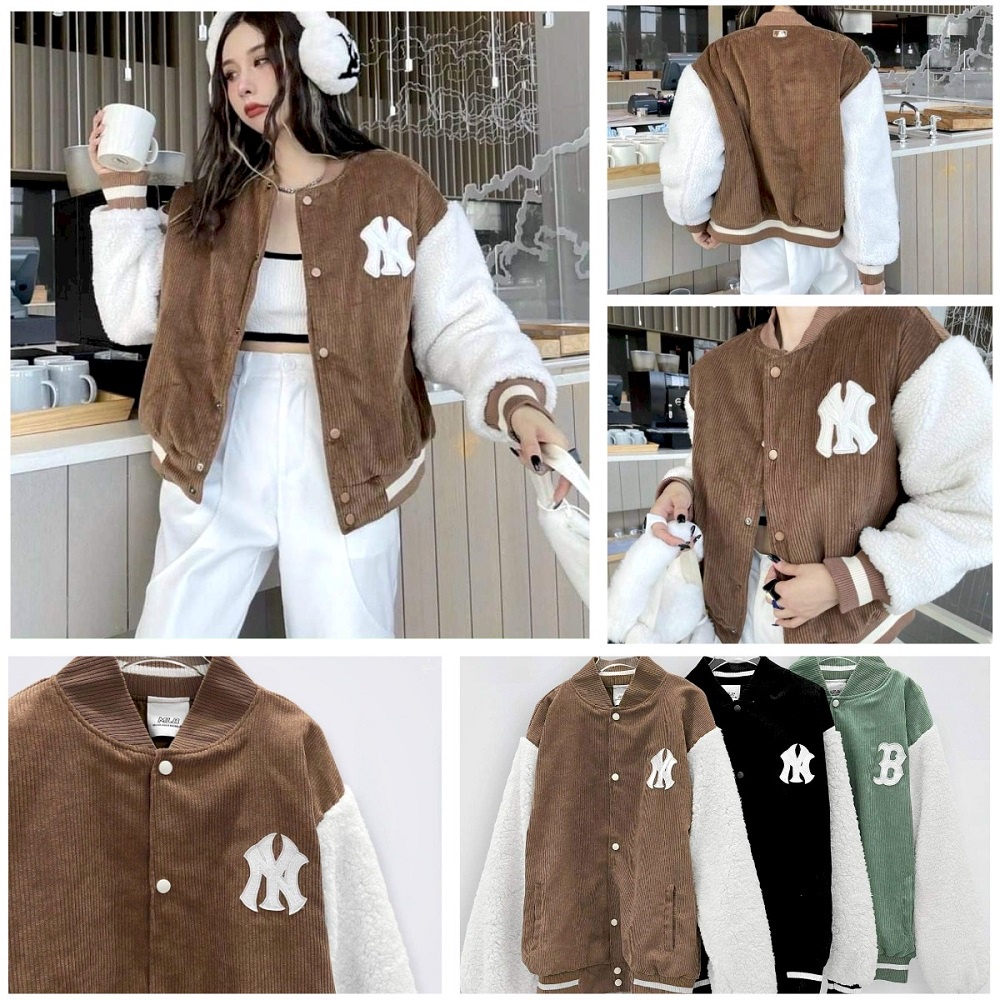 Áo Bomber MLB Nhung Phối Tay Lông 2 Lớp VNXK - HÀNG XUẤT DƯ FULLTAG