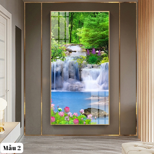 Tranh Laminate Tráng Gương - Dành Cho Người Mệnh Thủy - Phong Cảnh Thác Nước