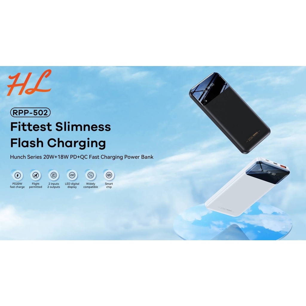 Pin Dự Phòng Sạc Nhanh Remax RPP-502 10000mAh - Hỗ Trợ QC3.0 18W và PD20W - Hunglongpc