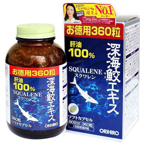 Viên uống dầu gan cá và sụn vi cá mập Orihiro Squalene hỗ trợ xương khớp tim mạch 360 viên Nhật Bản jpkoi