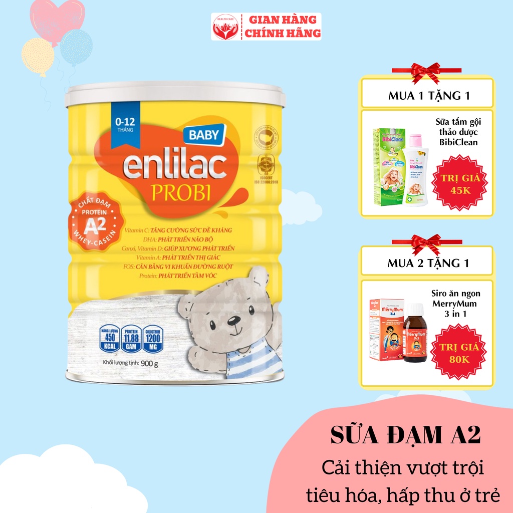 Sữa bột Enlilac Probi Protein A2 Baby 900gr, sữa tăng cường sức đề kháng, tăng hấp thu, phát triển chiều cao trẻ sơ sinh