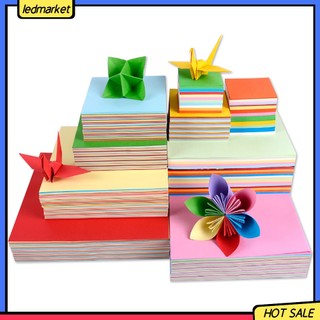 (Ledmarket) Bộ 100 giấy xếp origami hai mặt nhiều màu sắc độc đáo tiện dụng