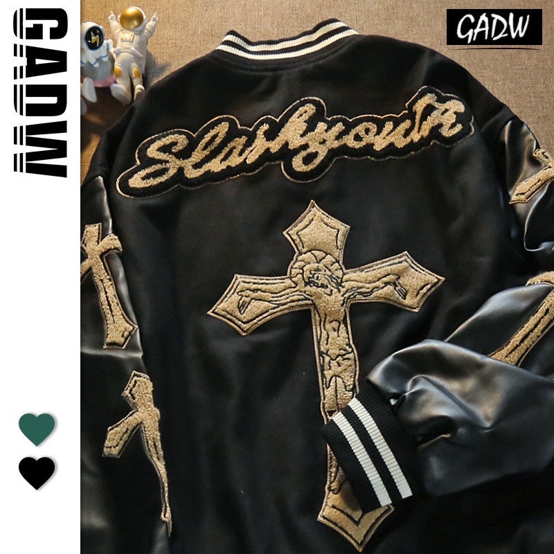 Áo Khoác Bomber Tay Da Thánh Giá Thời Trang Nam Nữ